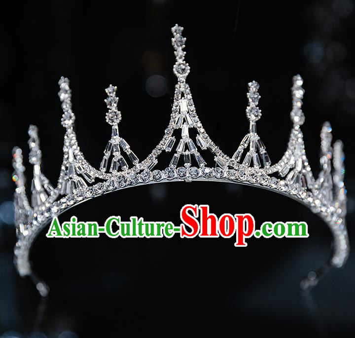 Top Grade Bride Zircon Beads Royal Crown Wedding Hair Accessories for Women