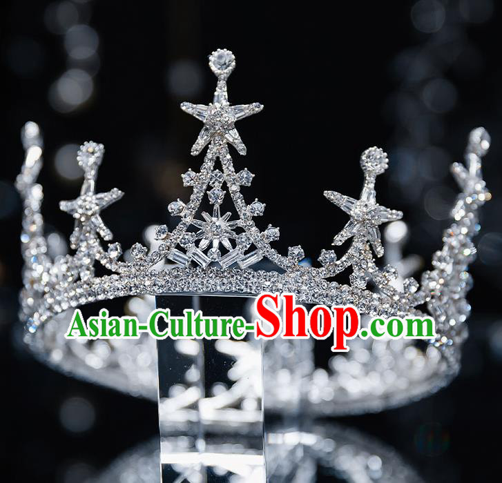 Top Grade Bride Zircon Stars Royal Crown Wedding Hair Accessories for Women
