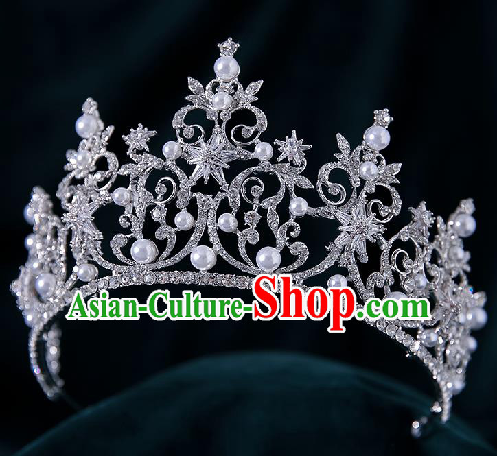 Top Grade Zircon Hexagram Princess Royal Crown Wedding Bride Hair Accessories for Women