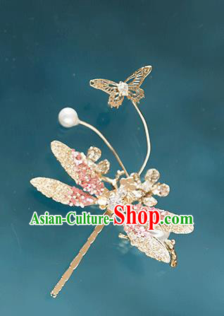 Top Grade Bride Pink Crystal Dragonfly Hair Claw Wedding Hair Accessories for Women