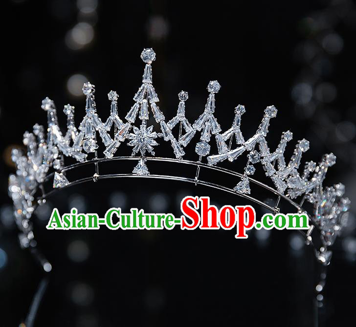 Top Grade Handmade Princess Zircon Royal Crown Wedding Bride Hair Accessories for Women