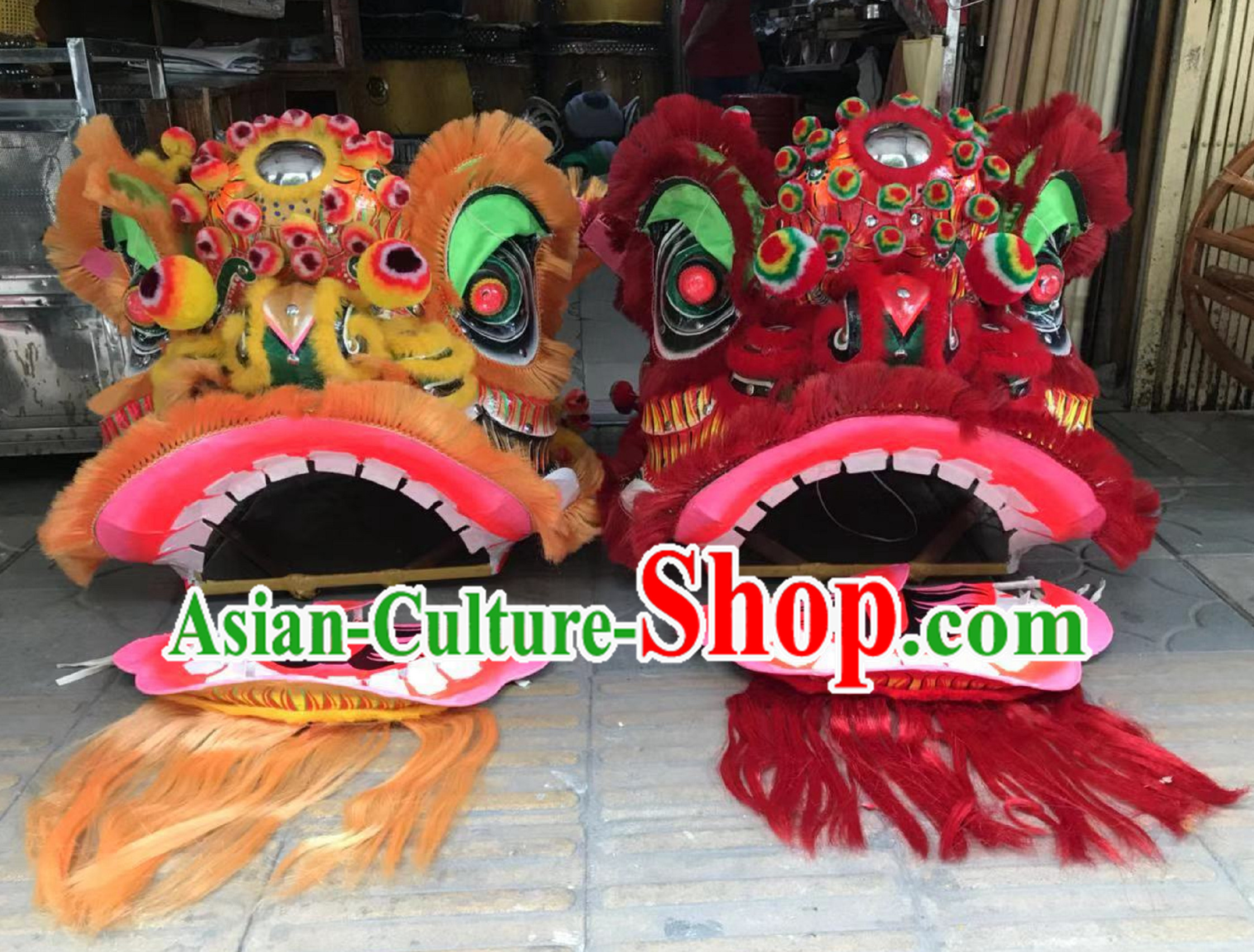 Traditional Fut San Lion Dance Costume 2 Complete Sets