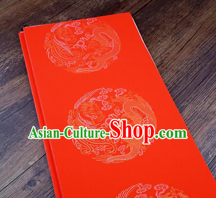 Traditional Chinese Spring Festival Couplet Paper Handmade Dragon Phoenix Pattern Red Scroll Paper Craft