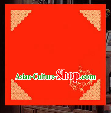 Traditional Chinese Wedding Red Batik Paper Spring Festival Handmade Classical Fishes Pattern Couplet Paper Craft