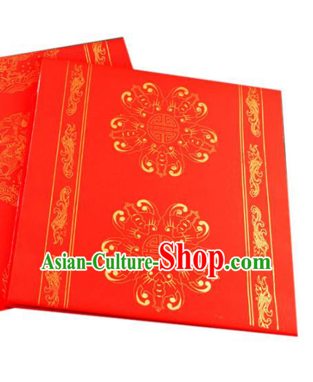 Traditional Chinese Classical Lucky Pattern Red Batik Scroll Paper Handmade Calligraphy Couplet Xuan Paper Craft