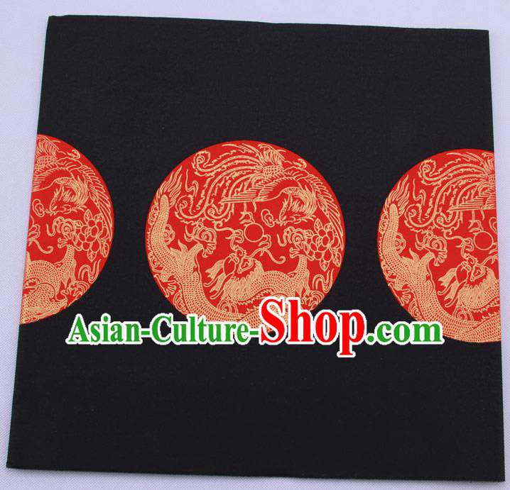 Traditional Chinese Classical Dragon Phoenix Pattern Black Couplet Paper Handmade Calligraphy Seven Characters Scroll Xuan Paper Craft