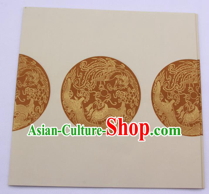 Traditional Chinese Classical Dragon Phoenix Pattern White Couplet Paper Handmade Calligraphy Seven Characters Scroll Xuan Paper Craft