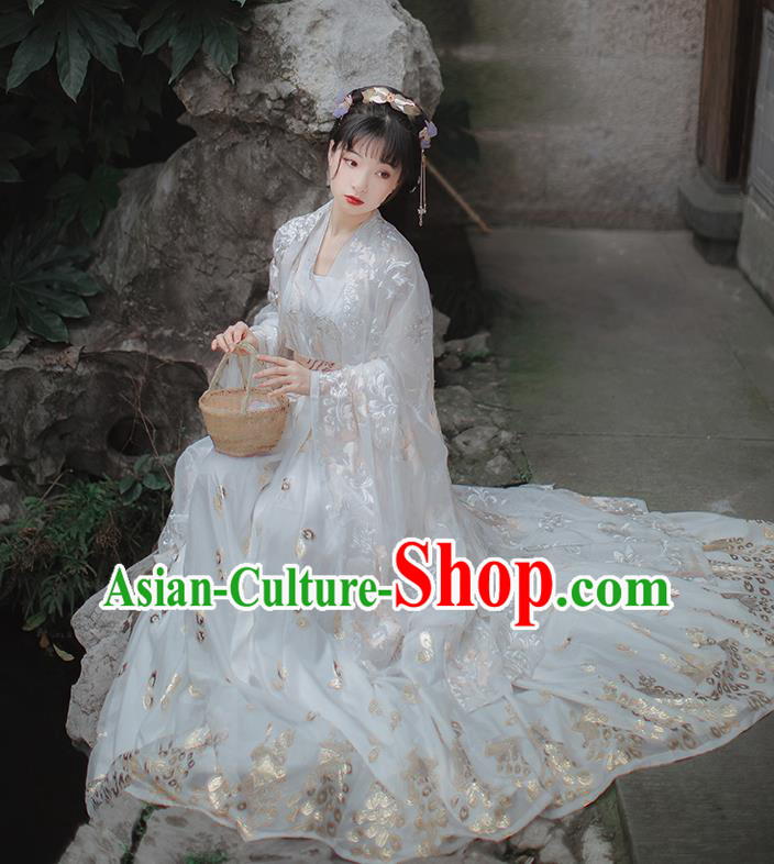 Chinese Traditional Tang Dynasty Princess Cloak Blouse and Skirt Ancient Hanfu Garment Costumes for Women