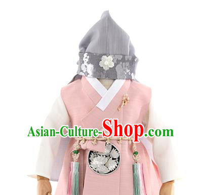 Asian Korea Children Birthday Fashion Korean Traditional Embroidered Pink Shirt and Pants Apparels Hanbok Costumes for Kids