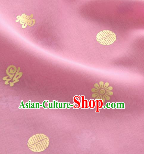 Asian Korea Traditional Longevity Chrysanthemum Pattern Light Pink Silk Fabric Korean Fashion Hanbok Material