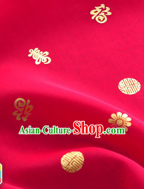 Asian Korea Traditional Longevity Chrysanthemum Pattern Magenta Silk Fabric Korean Fashion Hanbok Material