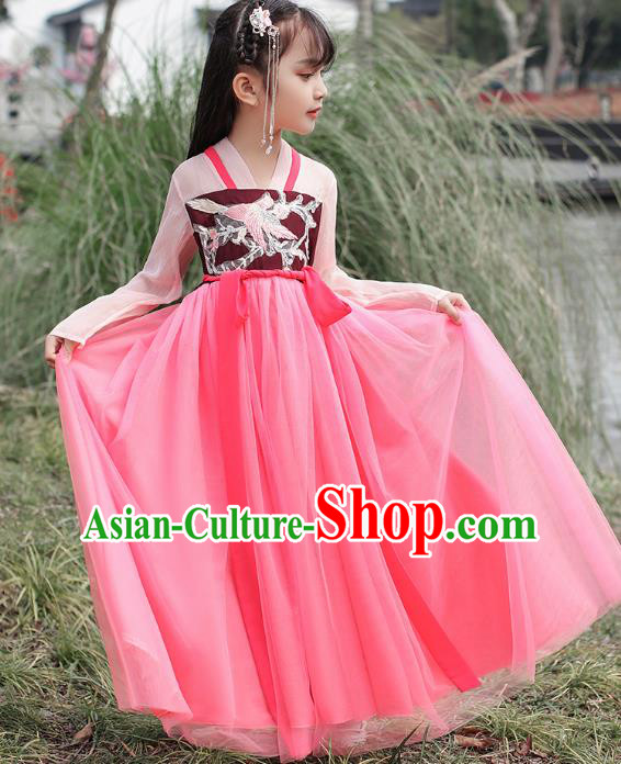 Chinese Traditional Hanfu Dress Ancient Princess Costumes Stage Show Girl Blouse and Skirt Tang Dynasty Apparels for Kids