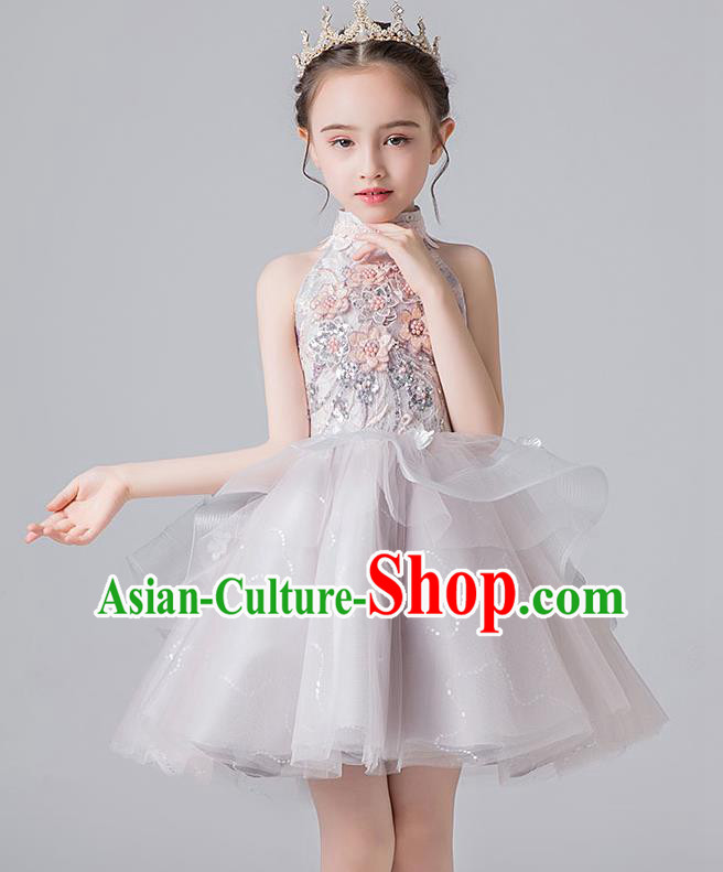 Professional Stage Show Compere Veil Bubble Dress Birthday Costume Children Top Grade Flower Girls Short Full Dress