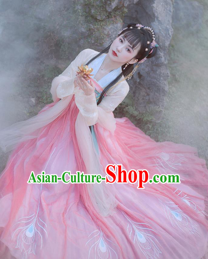 Chinese Ancient Peri Costumes Traditional Hanfu Dress Tang Dynasty Princess Garment