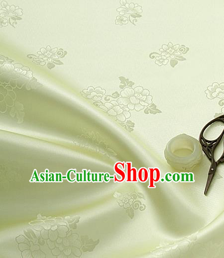 Traditional Korean Classical Roses Pattern Light Green Satin Drapery Hanbok Material Asian Korea Fashion Silk Fabric