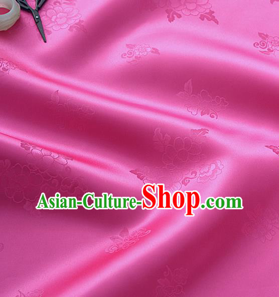 Traditional Korean Classical Roses Pattern Carmine Satin Drapery Hanbok Material Asian Korea Fashion Silk Fabric