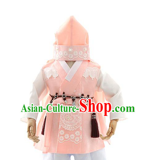 Asian Korea Kids Pink Vest Shirt and Pants Dress Korean Boys Birthday Fashion Traditional Hanbok Apparels Costumes