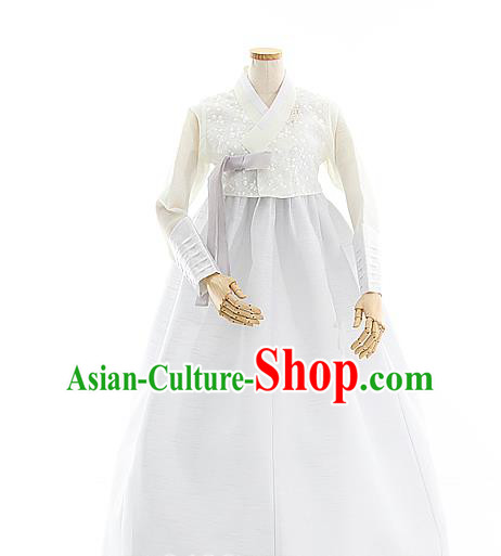 Korean Bride Mother Beige Blouse and Grey Dress Korea Fashion Costumes Traditional Hanbok Festival Apparels for Women