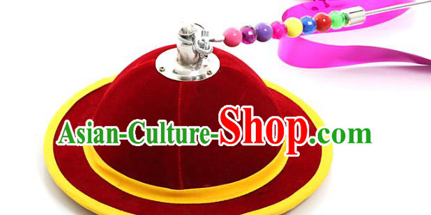 Asian Korea Classical Dance Hat Korean Dance Headwear Folk Red Hat