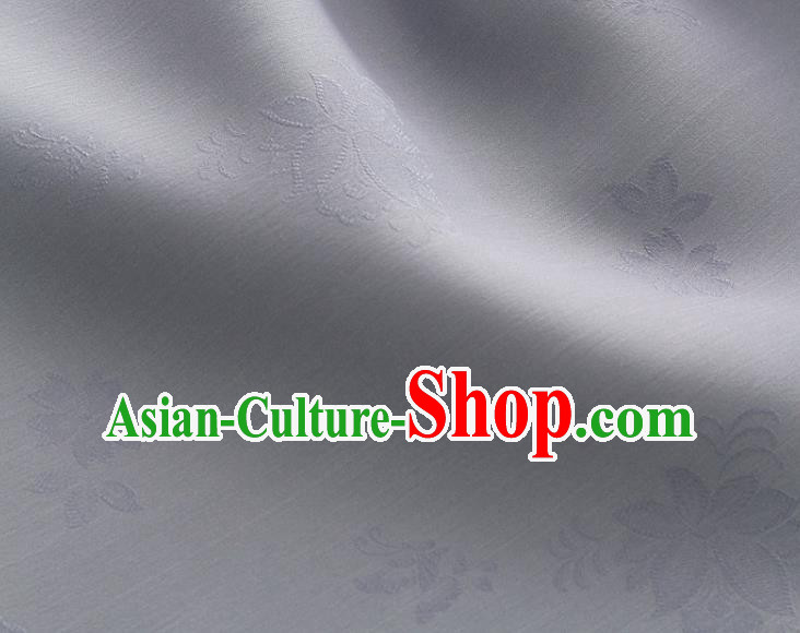 Asian Korea Classical Campsis Grandiflora Pattern Grey Silk Fabric Korean Fashion Drapery Traditional Hanbok Material