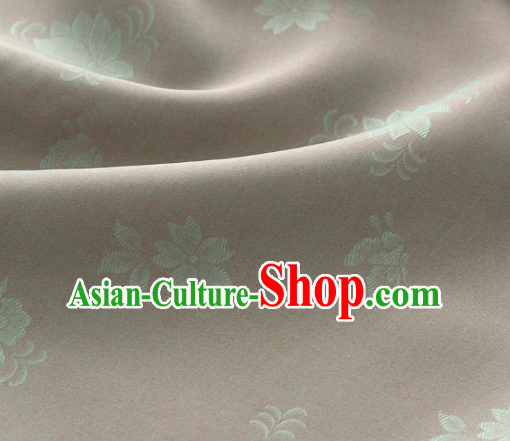 Asian Korea Classical Campsis Grandiflora Pattern Khaki Silk Fabric Korean Fashion Drapery Traditional Hanbok Material