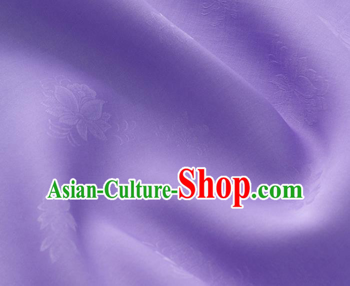 Asian Korea Classical Campsis Grandiflora Pattern Violet Silk Fabric Korean Fashion Drapery Traditional Hanbok Material
