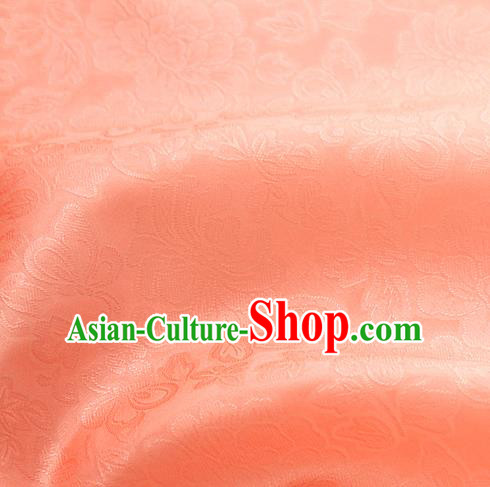 Traditional Korean Fashion Orange Gauze Drapery Hanbok Material Asian Korea Classical Flowers Pattern Silk Fabric