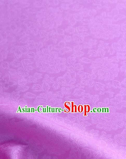 Traditional Korean Fashion Violet Gauze Drapery Hanbok Material Asian Korea Classical Flowers Pattern Silk Fabric