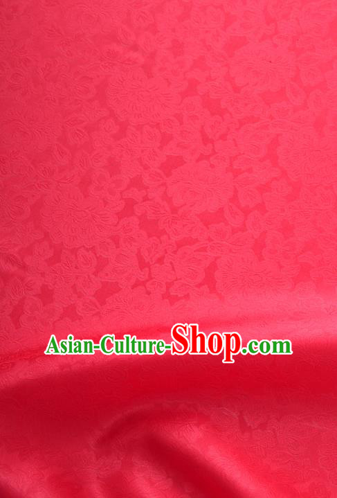 Traditional Korean Fashion Red Gauze Drapery Hanbok Material Asian Korea Classical Flowers Pattern Silk Fabric