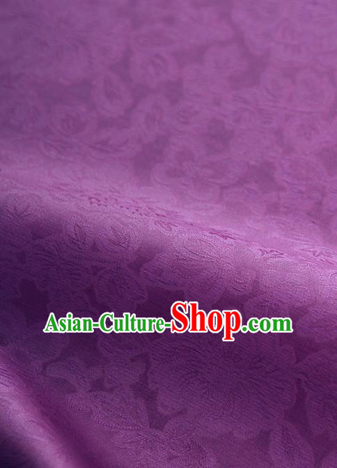 Traditional Korean Fashion Deep Purple Gauze Drapery Hanbok Material Asian Korea Classical Flowers Pattern Silk Fabric