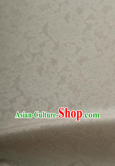 Traditional Korean Fashion Champagne Gauze Drapery Hanbok Material Asian Korea Classical Flowers Pattern Silk Fabric