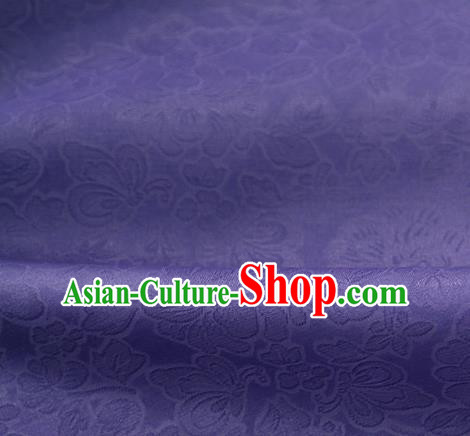 Traditional Korean Fashion Deep Purple Gauze Drapery Hanbok Material Asian Korea Classical Flowers Pattern Silk Fabric