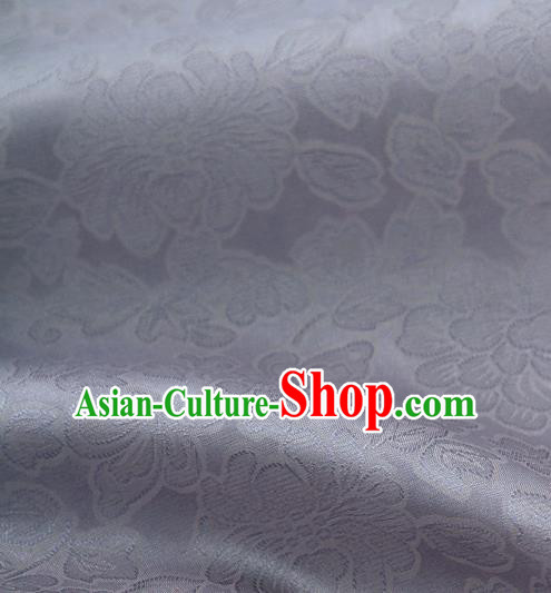 Traditional Korean Fashion Grey Gauze Drapery Hanbok Material Asian Korea Classical Flowers Pattern Silk Fabric