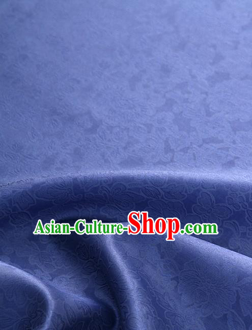 Traditional Korean Fashion Lake Blue Gauze Drapery Hanbok Material Asian Korea Classical Flowers Pattern Silk Fabric