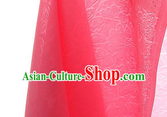 Traditional Korean Fashion Red Gauze Drapery Hanbok Material Asian Korea Classical Flowers Pattern Silk Fabric