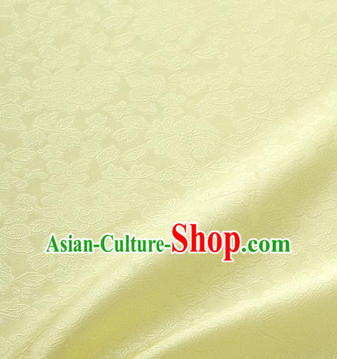 Traditional Korean Fashion Light Yellow Gauze Drapery Hanbok Material Asian Korea Classical Flowers Pattern Silk Fabric