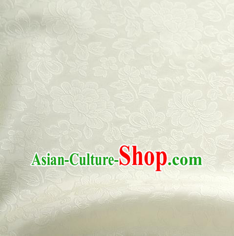 Traditional Korean Fashion Beige Gauze Drapery Hanbok Material Asian Korea Classical Flowers Pattern Silk Fabric