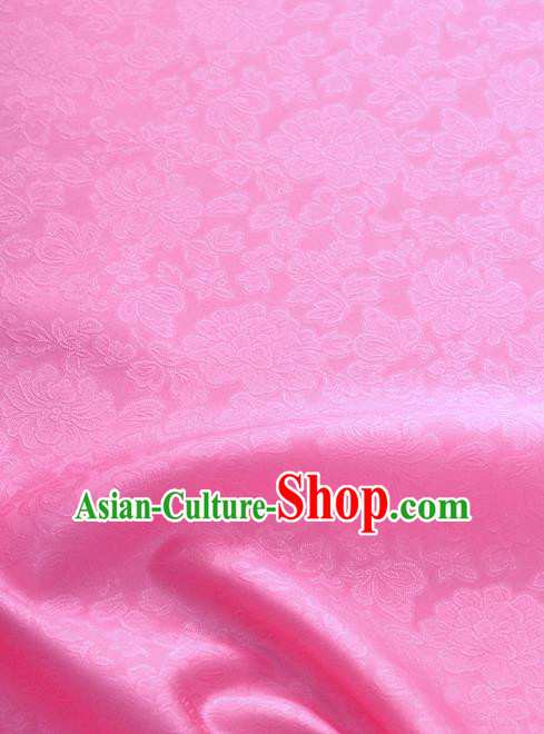 Traditional Korean Fashion Peach Pink Gauze Drapery Hanbok Material Asian Korea Classical Flowers Pattern Silk Fabric