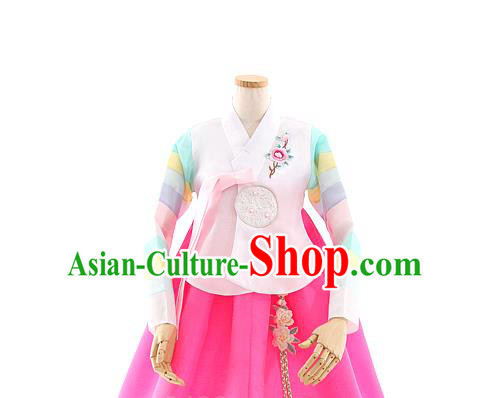 Korean Bride Hanbok Pink Blouse and Rosy Dress Korea Fashion Wedding Costumes Traditional Festival Apparels for Women