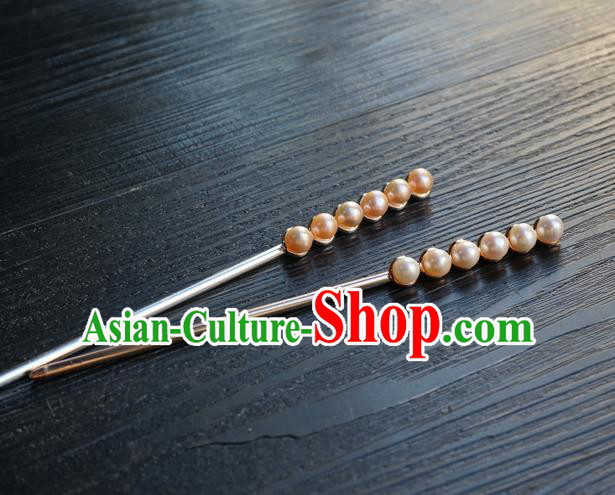 Chinese Classical Ming Dynasty Hair Clip Hair Accessories Handmade Ancient Hanfu Pearls Hairpin for Women