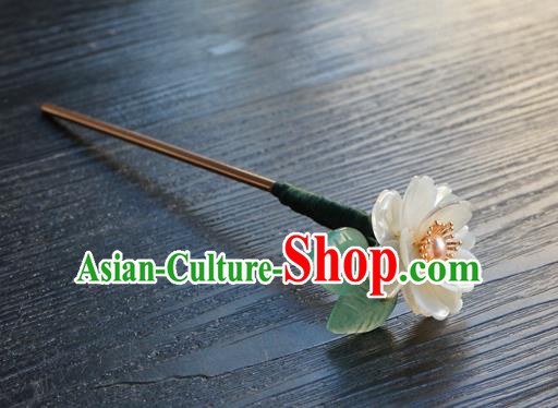 Chinese Classical Pearl Hair Clip Hair Accessories Handmade Ancient Hanfu Camellia Hairpin for Women