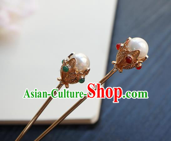 Chinese Classical Golden Hair Clip Hair Accessories Handmade Ancient Tang Dynasty Princess Hairpin for Women
