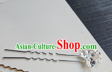 Chinese Classical Cheongsam Argent Hair Clip Hair Accessories Handmade Ancient Hanfu Tang Dynasty Hairpin for Women