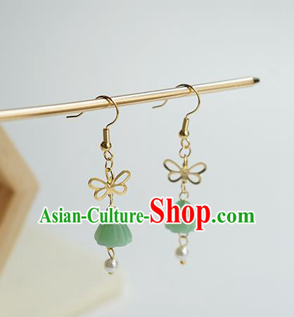 Handmade Chinese Classical Golden Dragonfly Ear Accessories Ancient Women Hanfu Court Lotus Seedpod Earrings