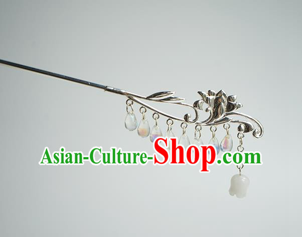 Chinese Hanfu Classical Orchid Hair Accessories Handmade Ancient Princess Argent Hairpins for Women