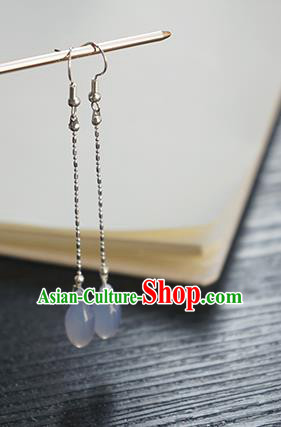 Handmade Chinese Cheongsam Ear Accessories Ancient Women Hanfu Classical Blue Earrings