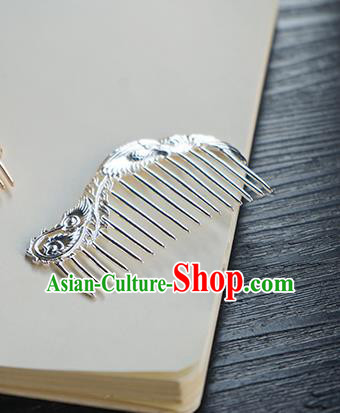 Chinese Classical Hanfu Argent Hair Comb Hair Accessories Handmade Ancient Tang Dynasty Hairpin for Women