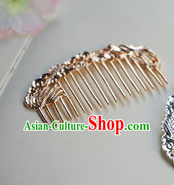 Chinese Classical Hanfu Golden Dragon Hair Comb Hair Accessories Handmade Ancient Tang Dynasty Hairpin for Women