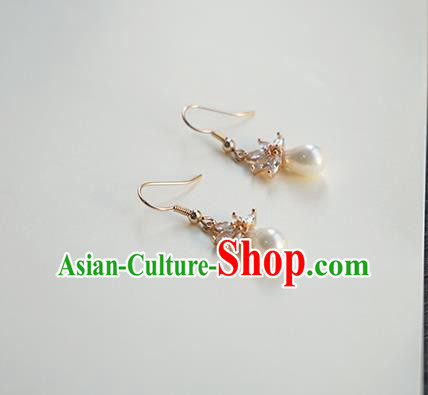 Handmade Chinese Crystal Ear Accessories Ancient Women Hanfu Classical Pearl Earrings