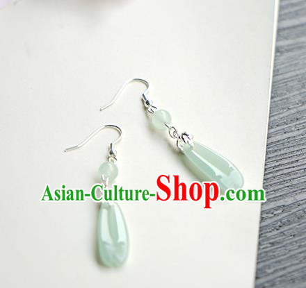 Handmade Chinese Green Flower Petal Ear Accessories Ancient Women Hanfu Classical Cheongsam Earrings
